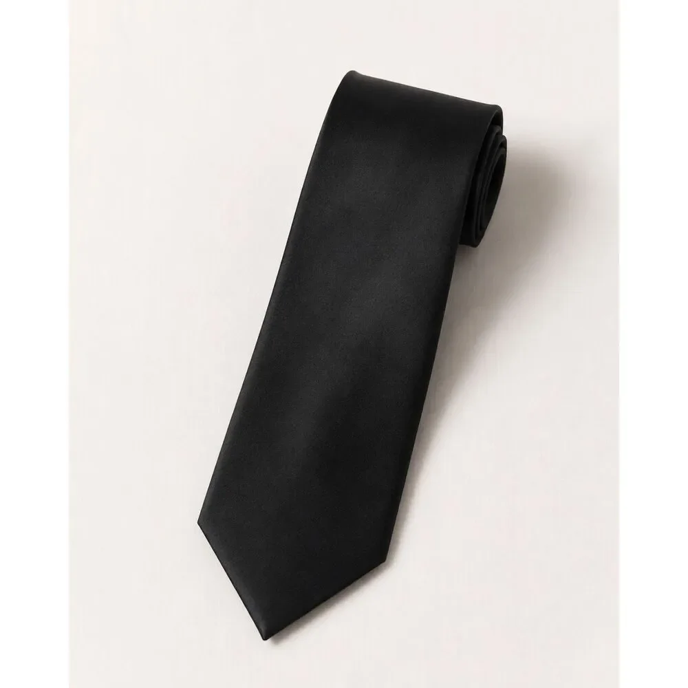 Essante Men’s Black 100% Silk Necktie Made in USA Classic Formal Tie
